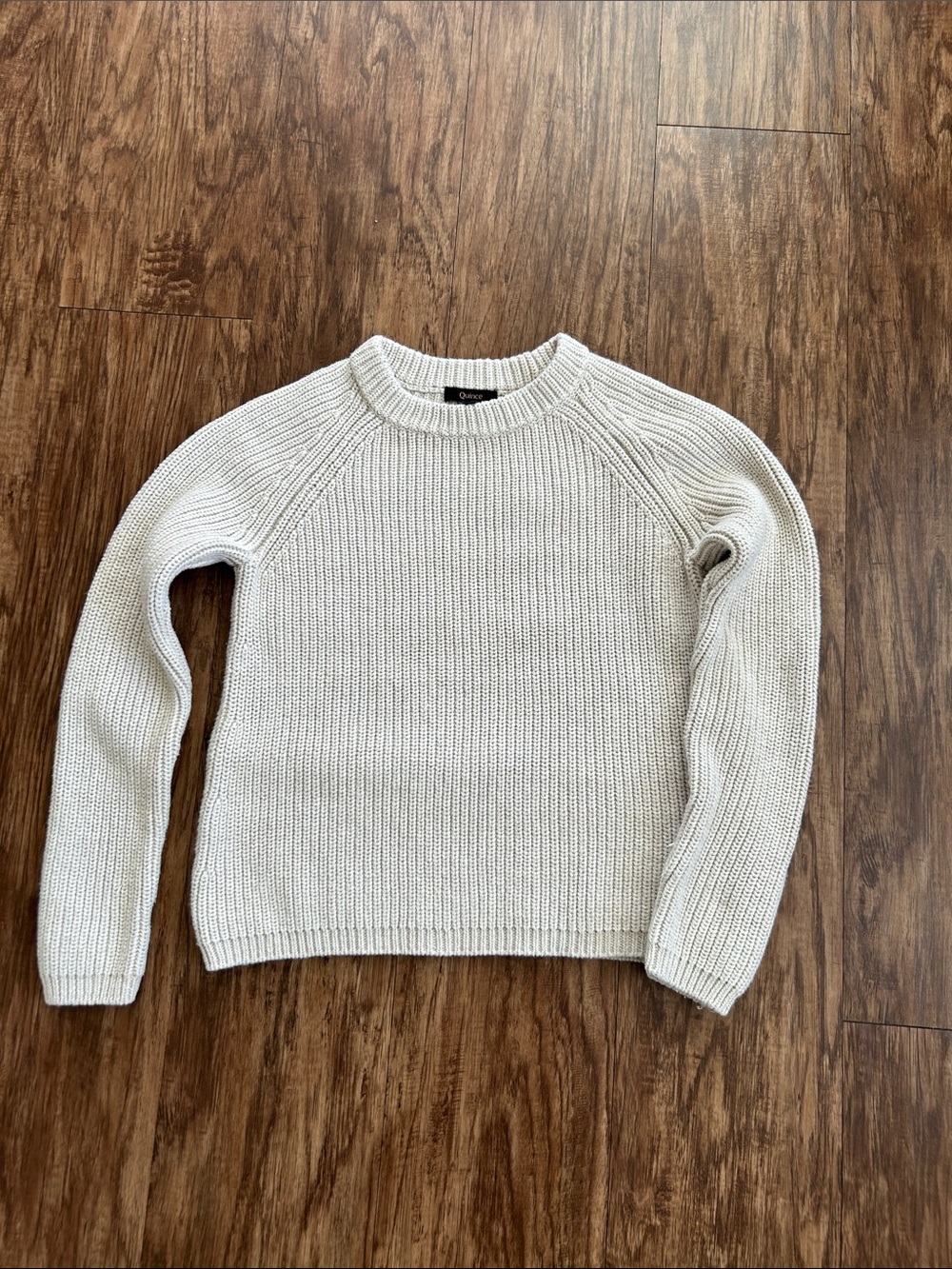 Quince Off-White Ribbed Crewneck Sweater